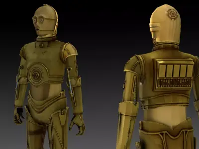 C3PO 3D Model  Humanoid AI Star Wars Low-poly 3D model