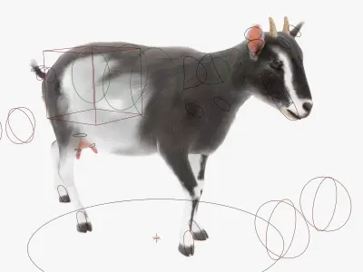  Domestic Goat Animated Fur Rigged for Blender 