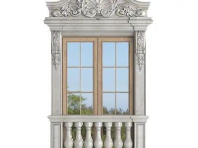 Window with frame and balcony 3D model