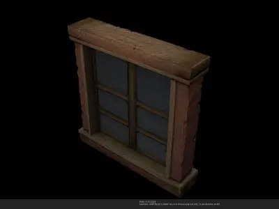Stylized Medieval Window - AI Low-poly 3D model