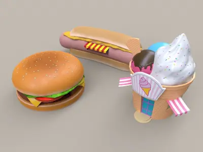 Food building shop 3D Model Pack