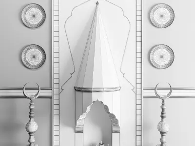 Ottoman Fireplace with islamic decor 3D model