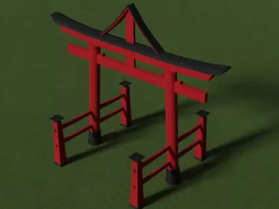 Shrine Torii Gates Low Poly Pack Free low-poly 3D model