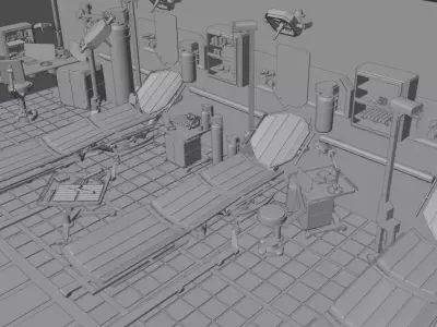 sci-fi Medical Clinic  Low-poly 3D model