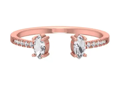 Open End Light Weight Band Marquise Stone Ring 3D print model