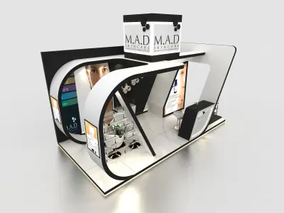 Exhibition booth design ready to use Low-poly 3D model