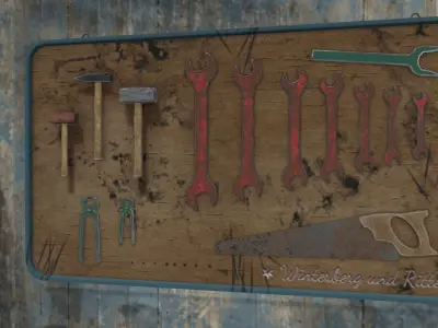 Rusted old workbench 3D model