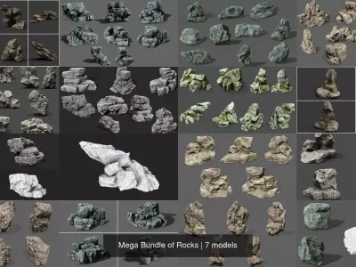 Mega Bundle of Rocks 3D Model Pack