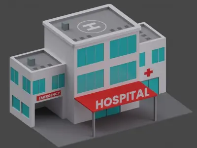Set of hospitals low-poly Low-poly 3D model