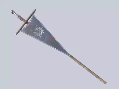Fantasy war banner Low-poly 3D model