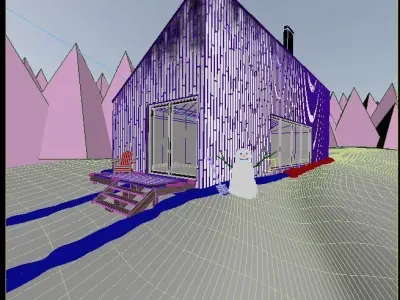 Exterior Scene - Winter Cabin 3D model 3D model