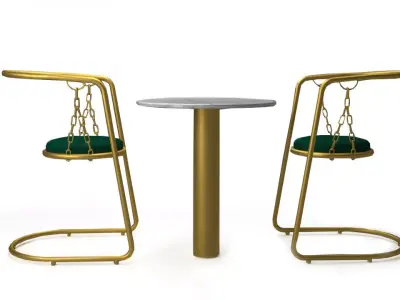 Set chair and table Free 3D model