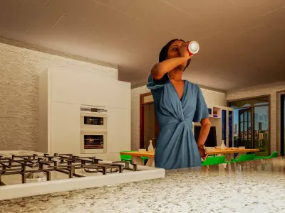 Bungalow Interior And Exterior 3D model
