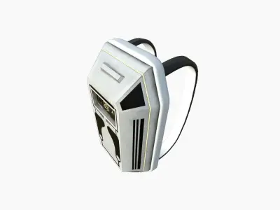 SciFi Backpack E07 White Dirt - Fashion Character Design Low-poly 3D model