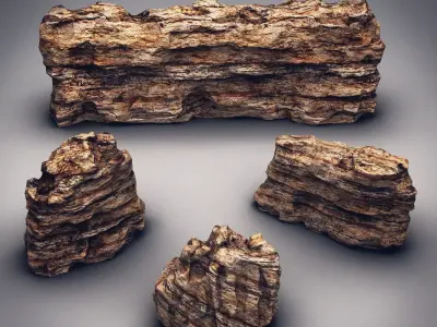 Rocks Stones set Low-poly 3D model