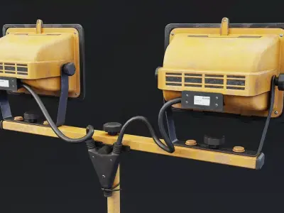 Industrial Work Floodlight Stand Low-poly 3D model