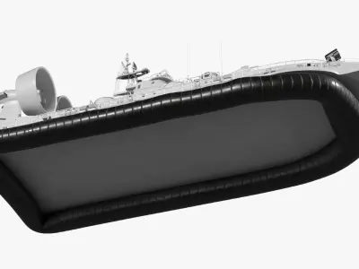  Large Military Hovercraft with Triple Jet Engines Gray 