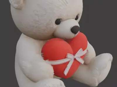 Valentine s Day Teddy Bear 3D Model Low-poly 3D model