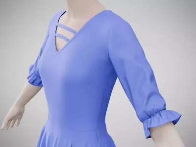 Dress 06 Very Light Blue Low-poly 3D model
