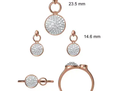 Light wt Ring Earrings Pendant set stl jcd 1-render details 3D print model 24