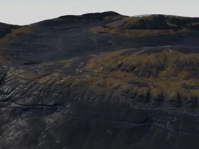 Landcape Icelandic Peaks Low-poly 3D model