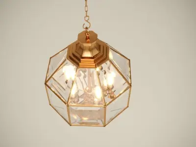 Bronze metallic chandelier  Lantern Oven L 3D model