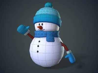 Cute Snowman  Low-poly 3D model