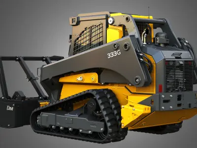 333G Compact Track Loader with Forestry Package - Drum Mulcher 3D model