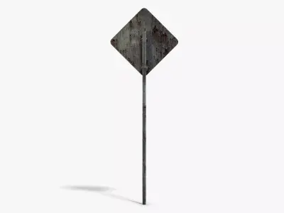 Damaged U-Turn Sign Low-poly 3D model