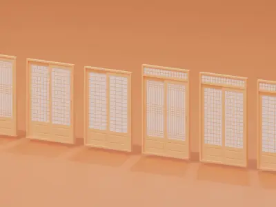 Korean Interior Door Collection 3D model
