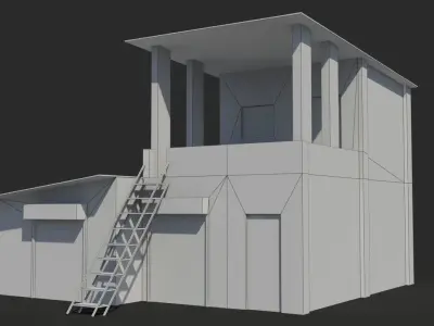 slum f old building with ladder Low-poly 3D model