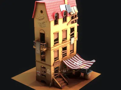 Stylized House Low-poly 3D model