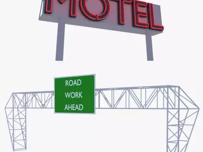Highway and motel sign 3D Model Pack