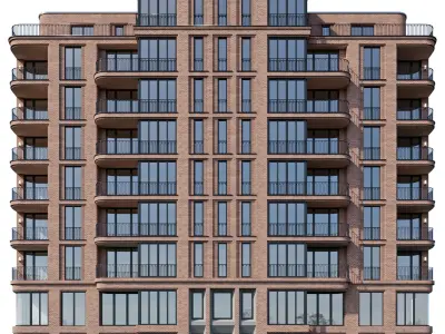 Brick residential building 3D model
