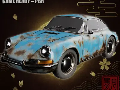 Classic Sports Coupe Weathered Retro Car Game Ready PBR Low-poly 3D model