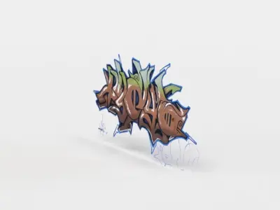 Graffiti painting Low-poly 3D model
