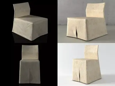 Mannequin four different chairs with cover 3D model