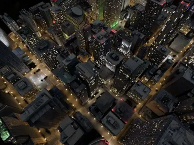 Low Poly Night Chicago Cityscape Low-poly 3D model