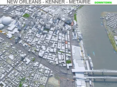 New Orleans Downtown Louisiana USA Low-poly 3D model