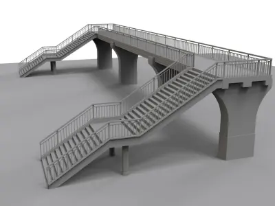 Overpass bridge with stairs leading up to it 3D model