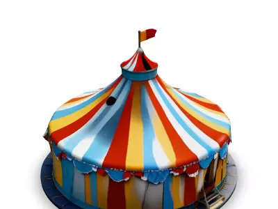 Striped Circus Tent 3D Model Low-poly 3D model
