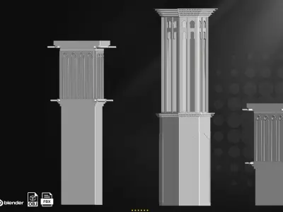 Windcatcher BASE MESH Low-poly 3D model