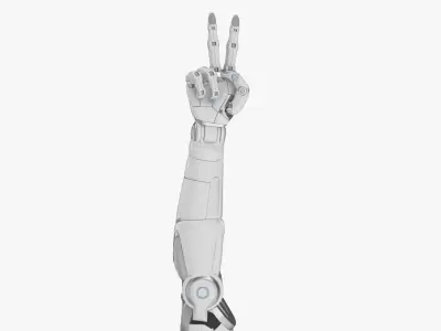 Cyborg arm shows peace 3D model