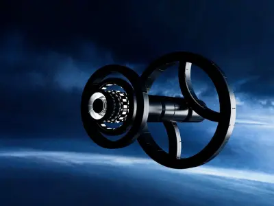 SPACESHIP futuristic wheel in sky Low-poly 3D model