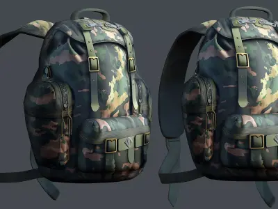 Backpack military combat Black baggage Low-poly  Low-poly 3D model
