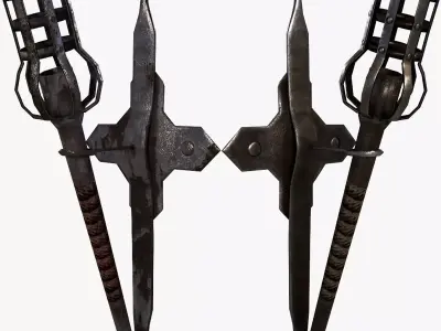 Wall Torch PACK Medieval Castle Dungeon Torch - PBR 4k Low Poly Low-poly 3D model