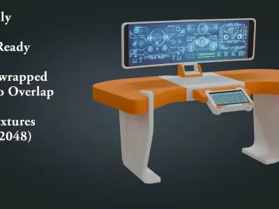 Sci fi Workspace - Game Ready - PBR Low-poly 3D model