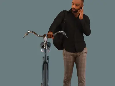Low poly set of 3D men on a bike 3D model 3D model