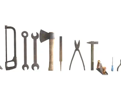 Raw dirty metall tool garage da1 Low-poly 3D model