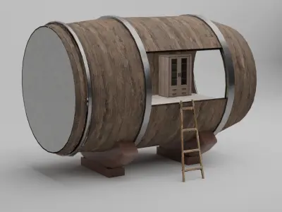 Barrel house  Free low-poly 3D model